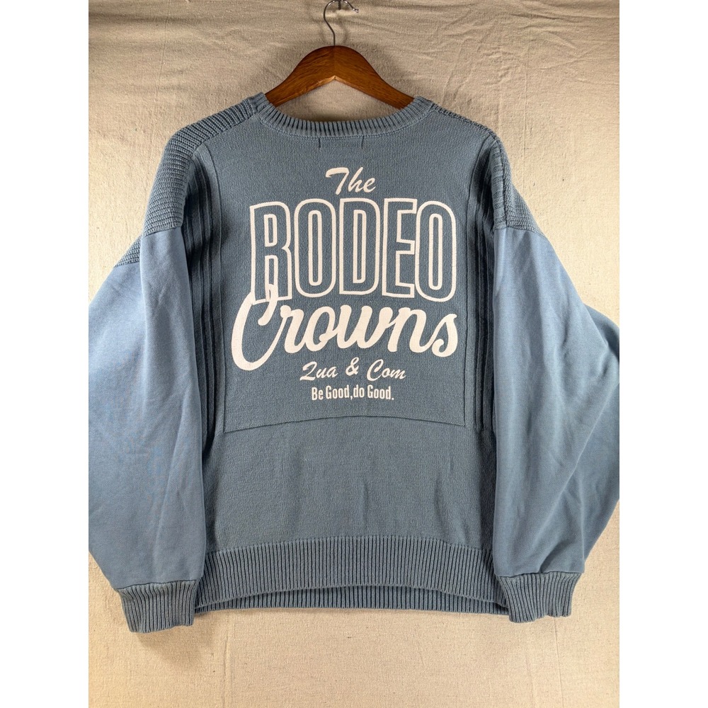 Rodeo Crowns Wide Bowl Knit Sweatshirt Womens Free Blue Oversized Crewneck Japan